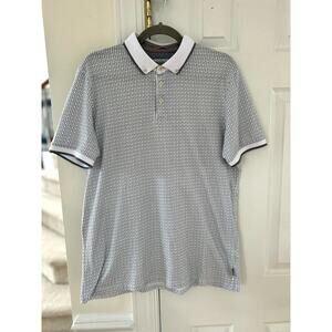 Ted Baker Affric Black, Grey & White Geometric Print Polo